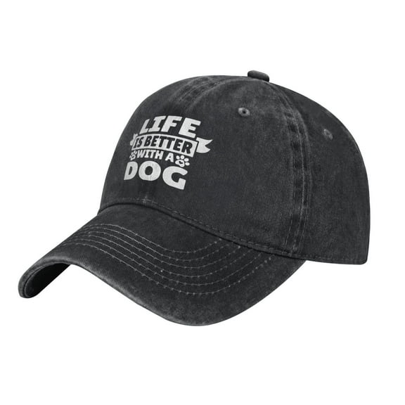 Life Is Better With A Dog Cowboy Hat Baseball Hat Trucker Hat For Men Women Retro Denim Hats Baseball Cap Dad Hat