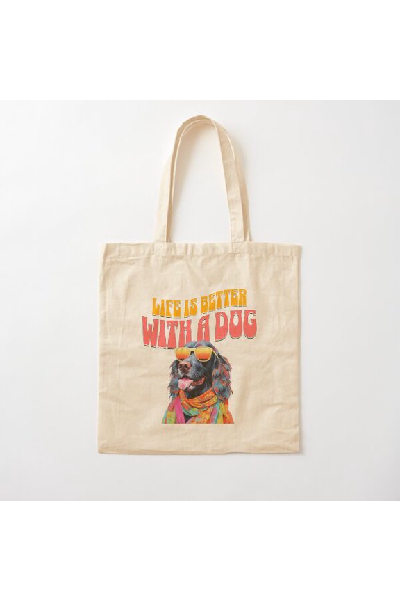 Life Is Better With A Dog Style 007 Canvas Tote Bags, Reusable Shopping Bag