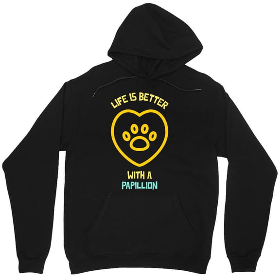 Life Is Better With A Papillon Funny Graphic Dog Quote Pet Lover Breed Saying M4122 Unisex Hoodie, Up to Size 5XL