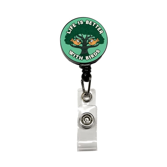 Life Is Better With Birds Retractable Reel ID Badge Key Card Name Tag Holder with Clip