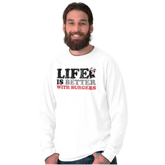 Life Is Better With Burgers Wimpy Long Sleeve TShirt Men Women Brisco Brands S
