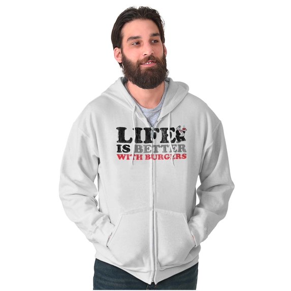 Life Is Better With Burgers Wimpy Zip Up Hoodie Men's Women's Brisco Brands M