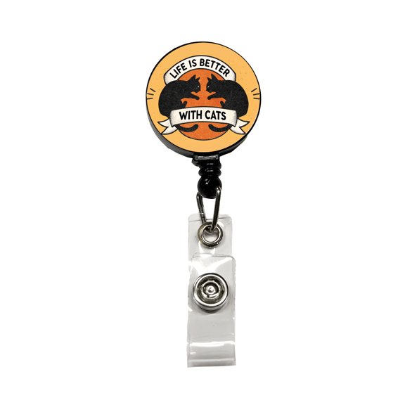 Life Is Better With Cats Retractable Reel ID Badge Key Card Name Tag Holder with Clip