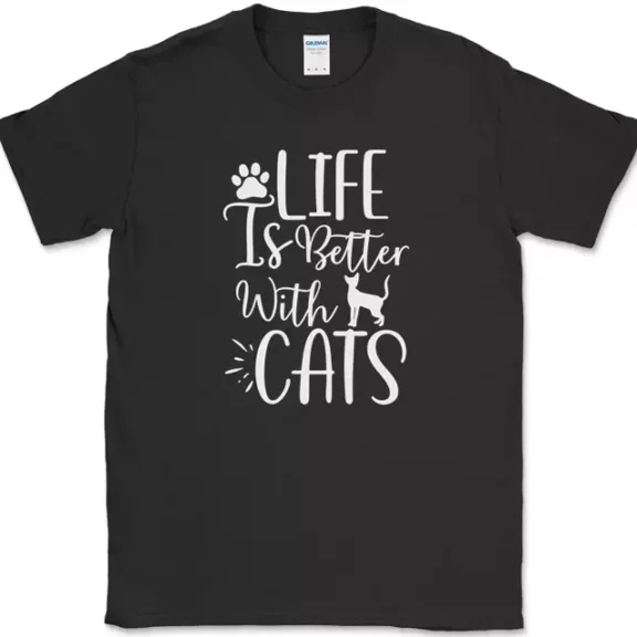 Life Is Better With Cats T-Shirt Funny Novelty Tee Unisex S-5XL Hot Trending Shirt, Vintage Birthday Gift