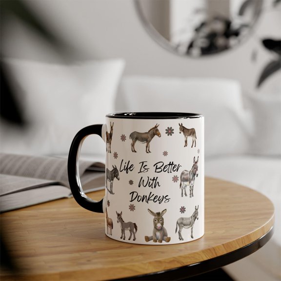Life Is Better With Donkeys Mug | Accent Coffee Cup, 11oz