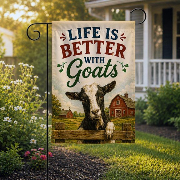Life Is Better With Goats Garden Flag, Goat Lover Gift, Farmhouse Goat Decor, Rustic Country Farm Flag, Goat Porch Decor