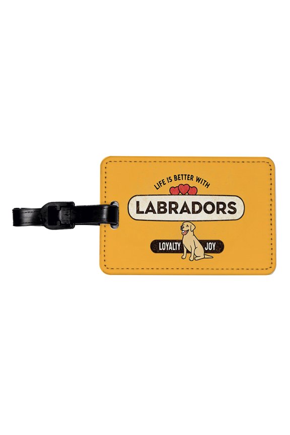 Life Is Better With Labrador Retrievers Dogs Faux Leather Travel Luggage Tag