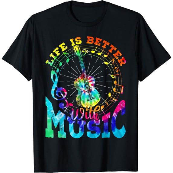 Life Is Better With Music Notes Symbol Tie Dye Musician T-Shirt