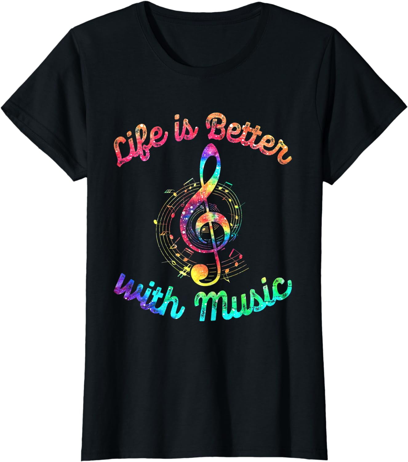 Life Is Better With Music Notes Symbol Tie Dye Musician T-Shirt ...