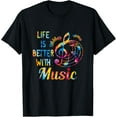 thumbnail image 1 of Life Is Better With Music Notes Tie Dye Musician T-ShirtMen and women, Black T-shirt, size: Extra large, 1 of 4