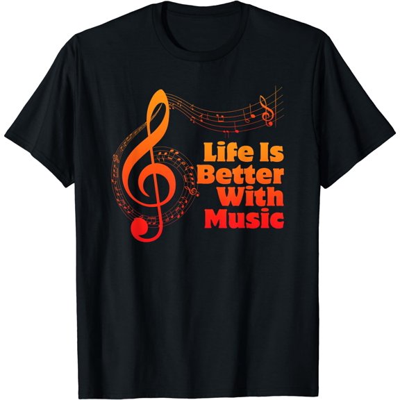 Life Is Better With Music Theory Musician Teacher Notes Clef T-Shirt
