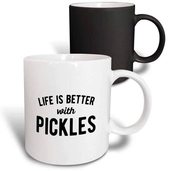 3drose, Life Is Better with Pickles. Black Lettering on White Background., 11oz Magic Transforming Mug