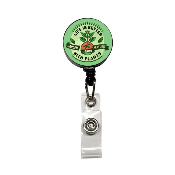 Life Is Better With Plants Retractable Reel ID Badge Key Card Name Tag Holder with Clip