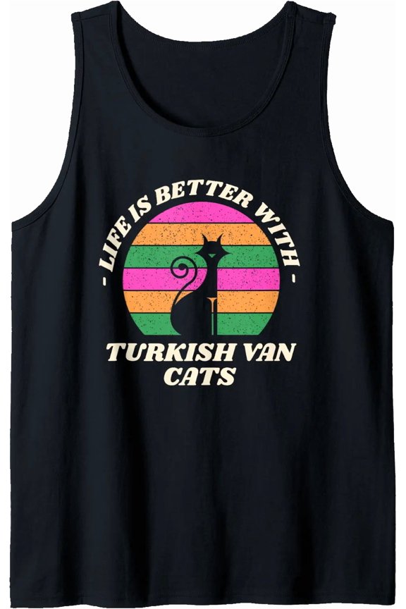Life Is Better With Turkish Van Cats Swimming Cat Tank Top Size S-3XL