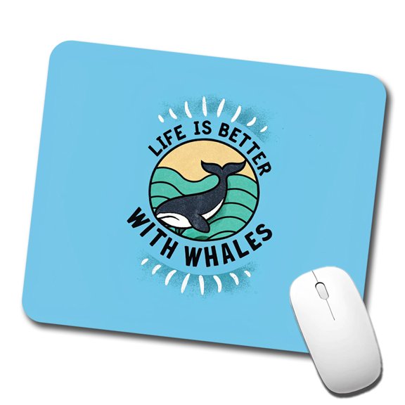 Life Is Better With Whales Mouse Pad Low Profile Gaming Mat