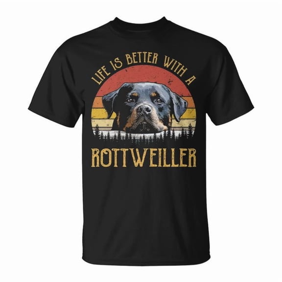 Life Is Better With a Rottweiler Graphic Tee Unisex Adult Cotton – Dog Lover Shirt for Men and Women, Casual Everyday Wear, Size M, Color Black