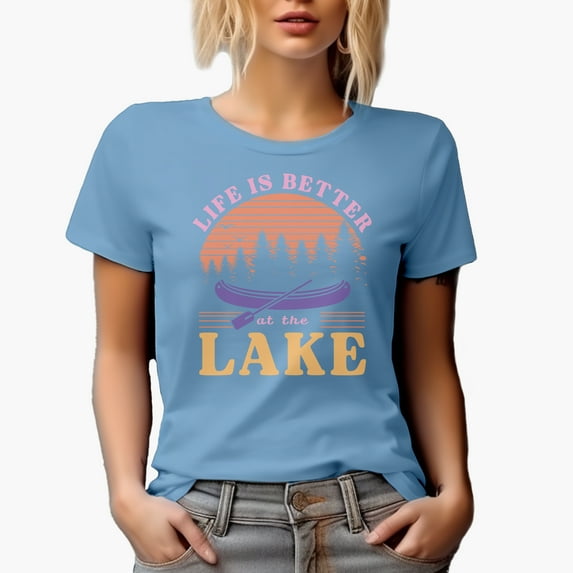 Life Is Better at the Lake Art Merch Gift, Baby Blue T-Shirt, 3XL