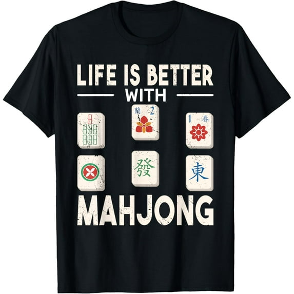 Life Is Better with Mahjong Game Women Chinese Mahjong T-Shirt men and women can wear, black, white, gifts