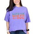 thumbnail image 1 of Life Is Better with a Dog, Living with Your Dog Quote, Groovy Retro Wavy Text, Violet Comfort Colors T-Shirt, 2XL, 1 of 1