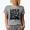 thumbnail image 1 of Life Is Better with a Dog, Pet Parent or Owner Quote, Groovy Retro Wavy Text Merch Gift, Heather Grey T-Shirt, Small, 1 of 5