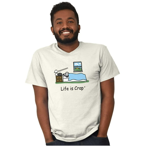 Life Is Crap Short Sleeve T-Shirt Tees Tshirts Life is Crap Alarm Clock Funny Shirt Cool Gift Idea Edgy C