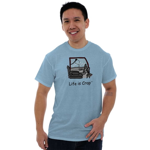 Life Is Crap Short Sleeve T-Shirt Tees Tshirts Life is Crap Keys in Car Shirt Funny Gift Idea Sarcastic C