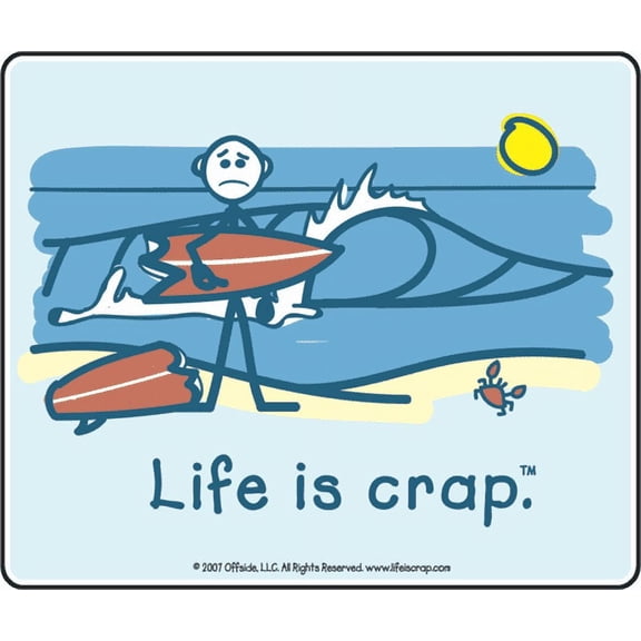 Life Is Crap - Surfing - Sticker - 3 3/8" Round