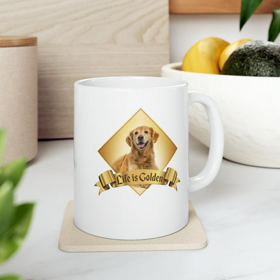 Life Is Golden Retriever 11 oz Coffee Mug - Gift for Dog Lovers White Ceramic