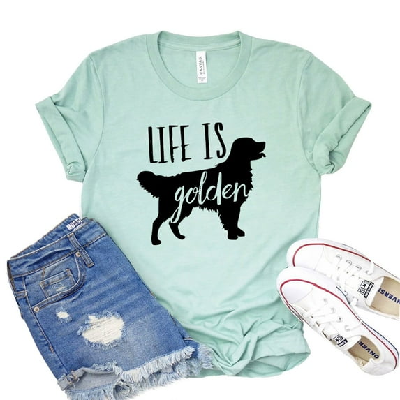 Life Is Golden T-shirt Paw Lover Shirt Women's Doggy Tee Retriever Tshirt Dog Mom Gift Animal Rescue Shirts