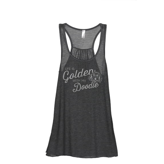 Life Is Golden With My Doodle Women's Fashion Sleeveless Flowy Racerback Workout Yoga Tank Top Charcoal Grey X-Large