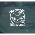 thumbnail image 1 of Life Is Good At The Beach Decal Sticker | 5.5-Inches Wide | White Vinyl Decal, 1 of 1