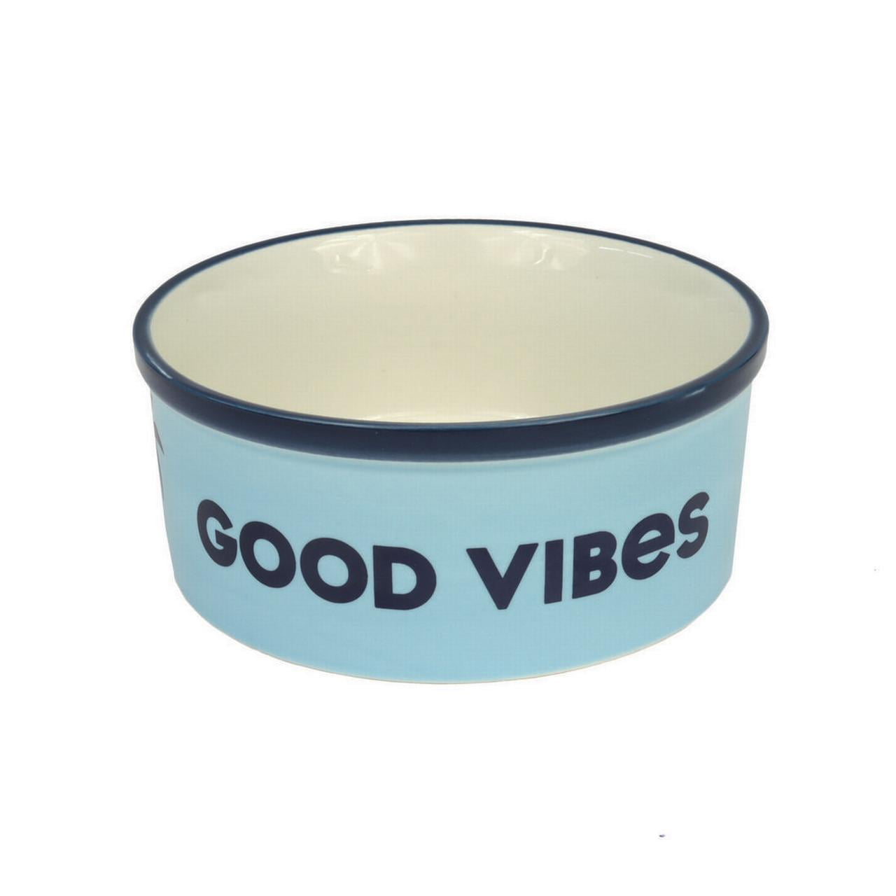 Life Is Good Ceramic Bowl for Pets, Light Blue, 29 oz