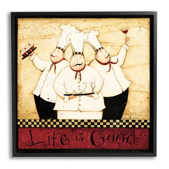 Life Is Good Vintage Chefs Food & Beverage Graphic Art Black Framed Art Print Wall Art