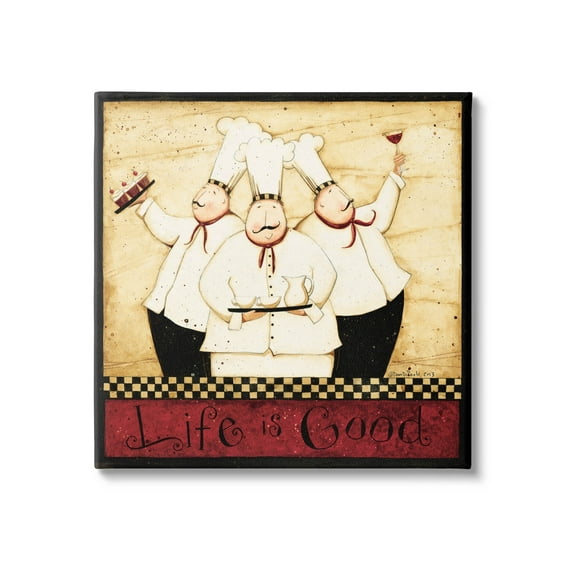 Life Is Good Vintage Chefs Food & Beverage Graphic Art Gallery Wrapped Canvas Print Wall Art