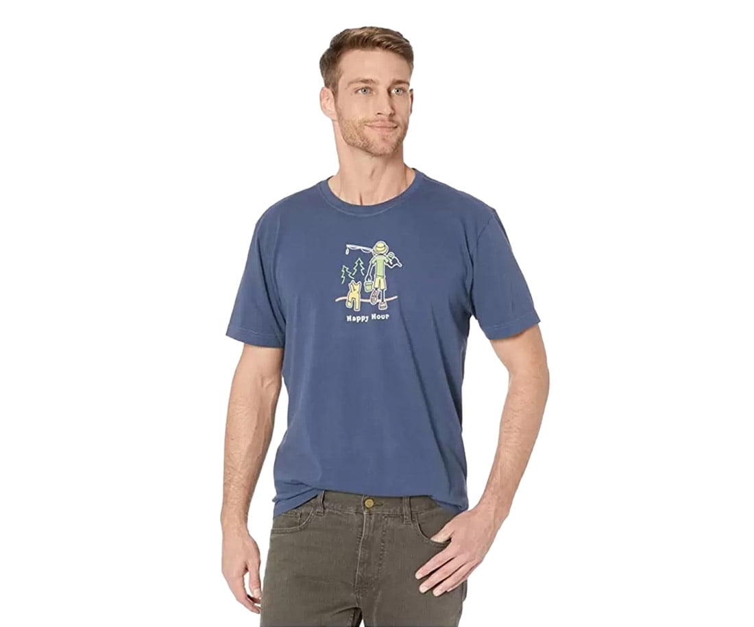 Life Is Good Vintage Crusher Happy Hour Fishing Mens Active Shirts