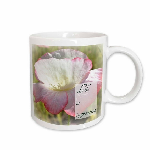 3drose, Life Is Inspiration Iceland Poppy Flowers Inspirational Quote, 11oz Mug