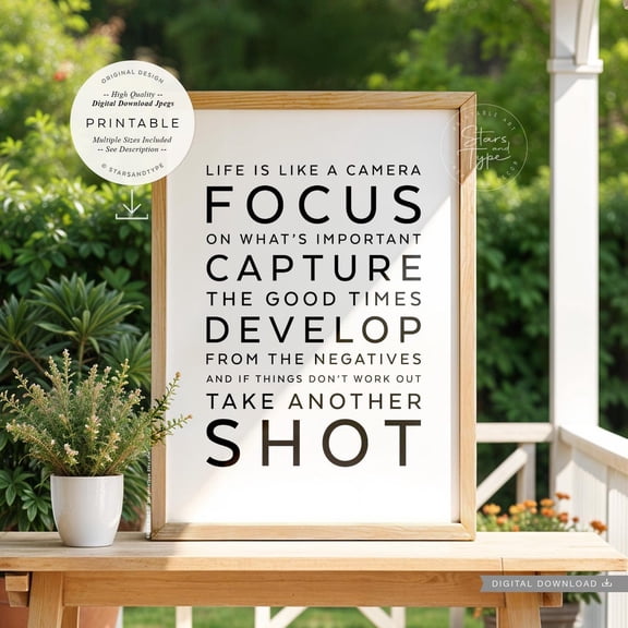 Life Is Like A Camera Motivation Quote Poster, Stretched Size 12x18