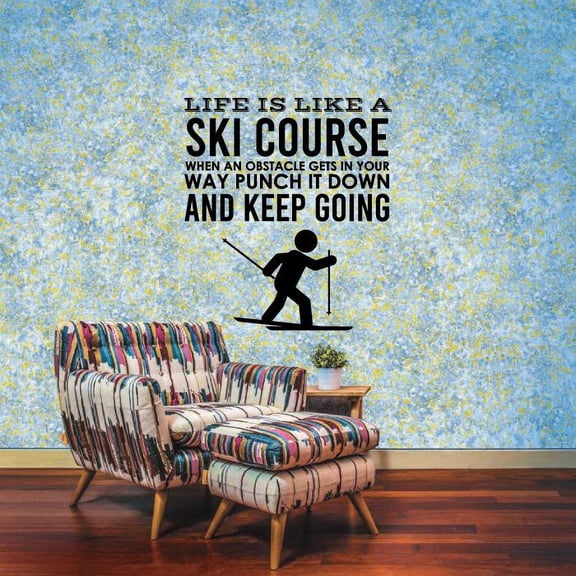 Life Is Like A Ski Course When An Obstacle Gets In Your Way Punch It Down Vinyl Wall Sticker Art Decal Boys Girls Kids Room Design Skiing Snow Sports House Home Wall Sticker Decor Size (20x18 inch)