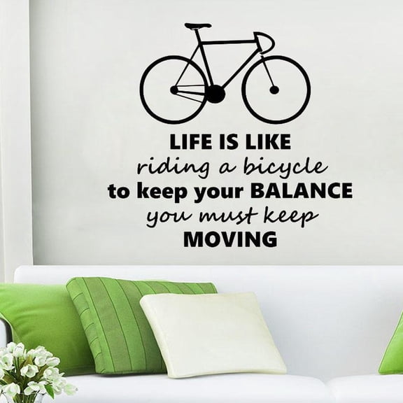Life Is Like Riding A Bicycle Quote Wall Stickers Bike Wall Art Decal Sticker Mural Home Decoration Living Room Bedroom Decor 53x58cm