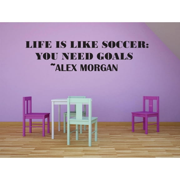 Life Is Like Soccer You Need Goals – Alex Morgan Life Motivation Quote Custom Wall Decal Vinyl Sticker 10 Inches X 20 Inches