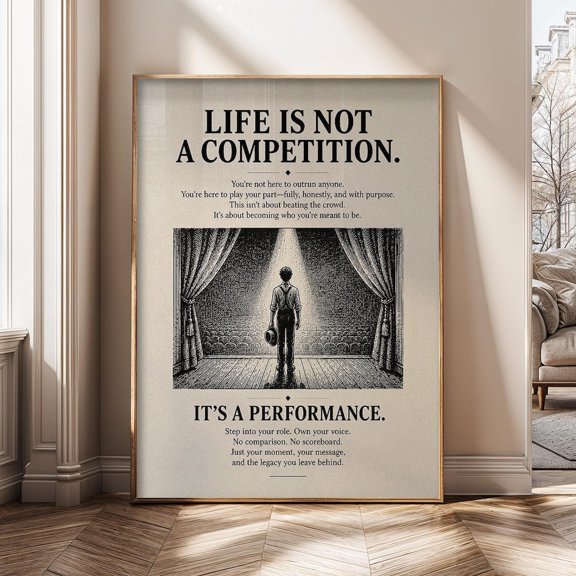 Life Is Not a Competition Motivational Quote Inspirational Personal Growth Mindset Poster