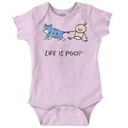 Life Is Poop Dog Pulling Tail Humor Romper Boys or Girls Infant Baby Brisco Brands 12M