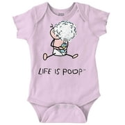 Life Is Poop Talcum Powder Mess Funny Romper Boys or Girls Infant Baby Brisco Brands 12M