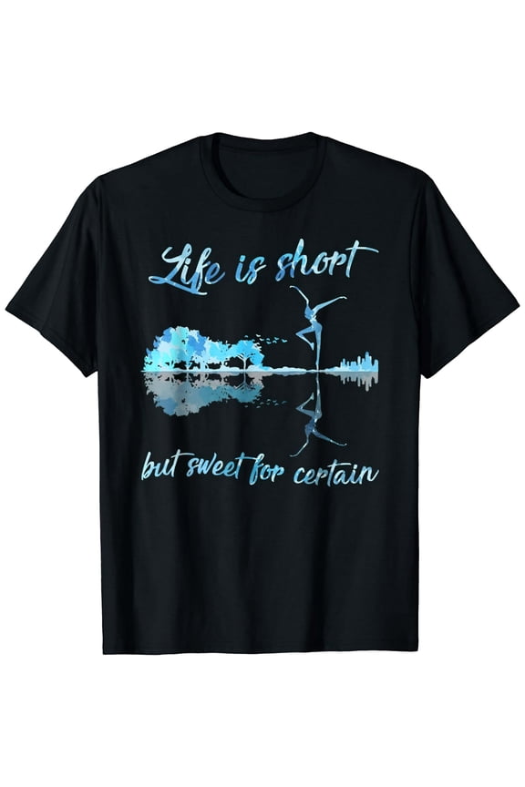 Life Is Short But Sweet For Certain Guitar Short Sleeve T-Shirt Black Casual Tee Unisex
