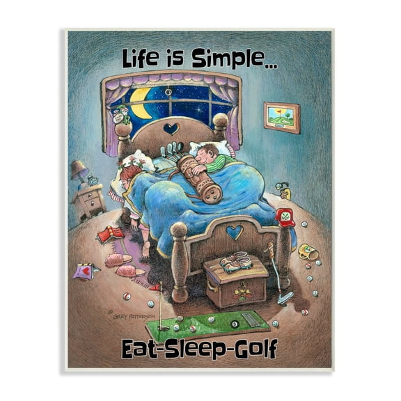 Life Is Simple Funny Golf Cartoon Sports Design Oversized Wall Plaque Art by Gary Patterson