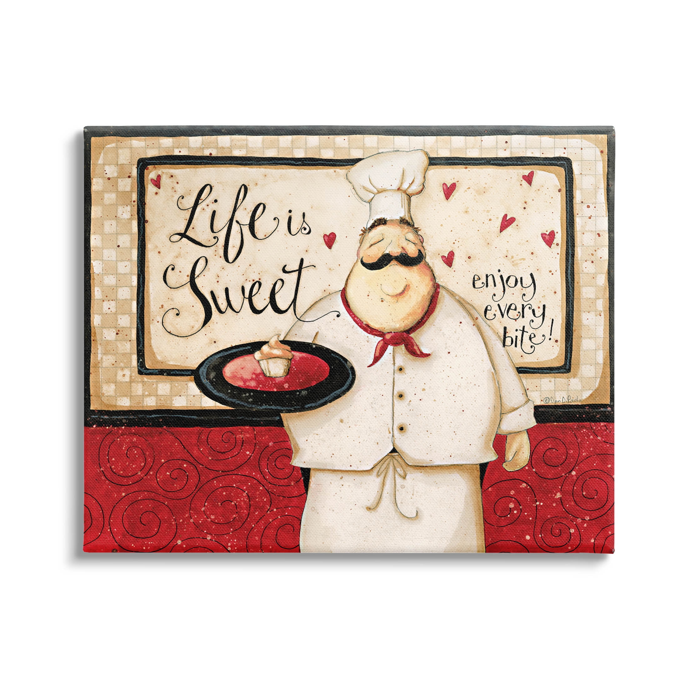 Life Is Sweet Enjoy Every Bite Phrase Food & Beverage Graphic Art Gallery Wrapped Canvas Print Wall Art