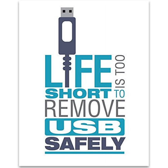 Life Is Too Short To Remove USB Safely - 11x14 Unframed Typography Art Print - Great Funny Office Decor