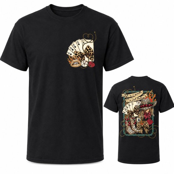 Life Is a Gamble Western Graphic T-Shirt, Retro Card and Dice Unisex Tee