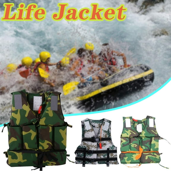 Life Jacket under $5! kkbbma Adult Kayak Buoyancy Aid Vest, Adjustable Fishing Life Jacket, Bright Orange Safety PFD for Watersports, with Whistle for Emergency, EPE Foam Flotation