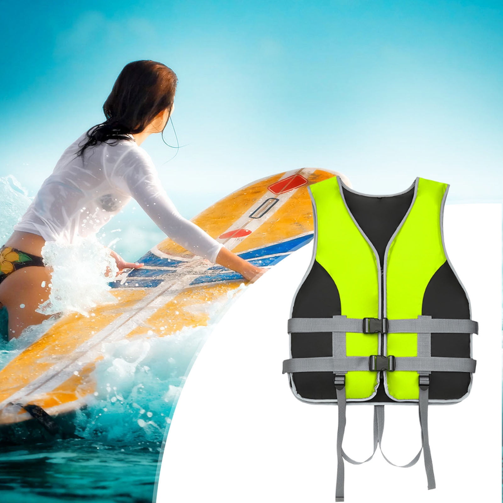 Life Jacket Adult for Outdoor Water Sports,Watersport Buoyancy Swim Vest Women's Men's Adjustable Straps Safety Jacket Great for Fishing Watersports,Boating,Swim,Other Water Sports